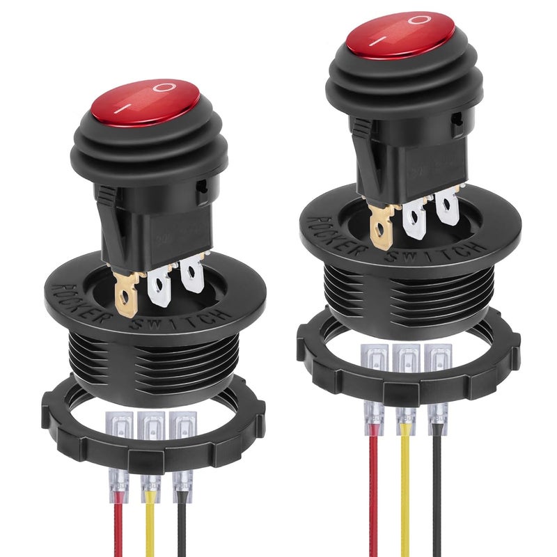 BFXM Round Rocker Switch, 12V Toggle Switch, Waterproof Lighted LED On/Off Switch for Car, Marine Toggle Switch, Automotive Power Switch, SPST 3 Pin - Image 1